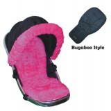 Seat Liner & Hood Trim to fit Bugaboo Pushchairs - Hot Pink Faux Fur